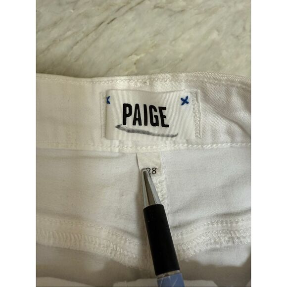 Paige Jimmy Jimmy Shorts Raw Hem Cuff White Jean Cotton Blend Stretch Sz 28 - Picture 5 of 8